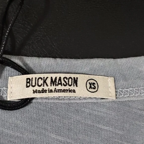 Buck Mason Slub Crew Neck Cotton T-Shirt Slate Blue Size XS - Picture 5 of 6